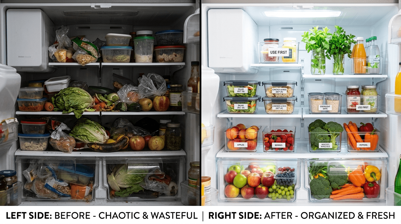 Before messy, after neat and fresh