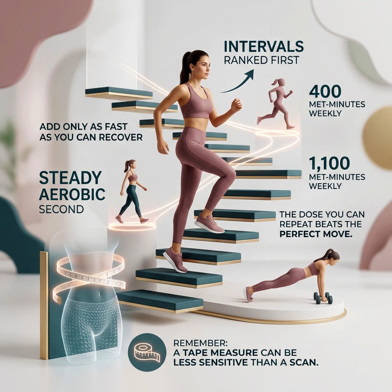 exercises to melt belly fat what research ranks 08 exercises to melt belly fat what research ranks. 3D illustration of a four-rung ladder labeled Base, Strength, Intervals and Core with a glowing Recovery rail, representing the Dose-And-Recovery Ladder.
