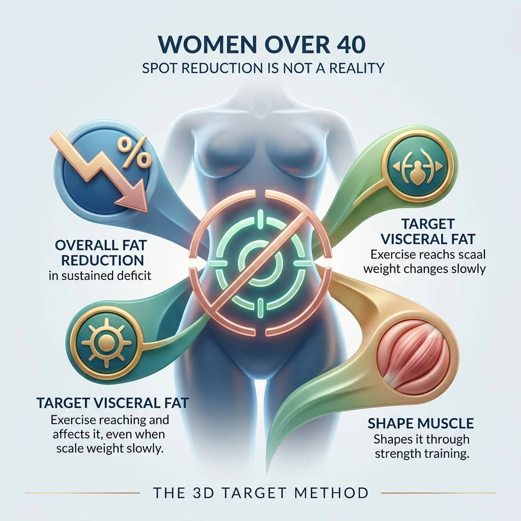 targeted fat loss for women. Realistic full-colour 3D medical illustration